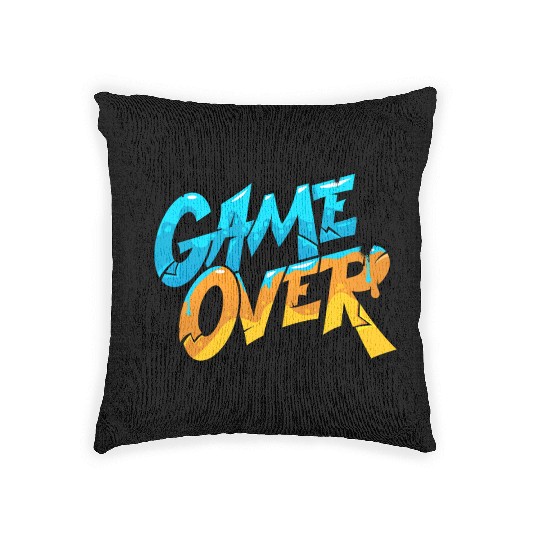 Vibrant Graffiti Game Over Design Woven Pillows
