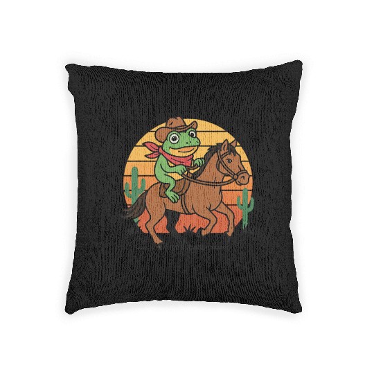 You Just Yeed Wild West Frog Cowboy Funny Gift Woven Pillows