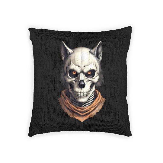 Mystic Werewolf Skull Illustration Woven Pillows