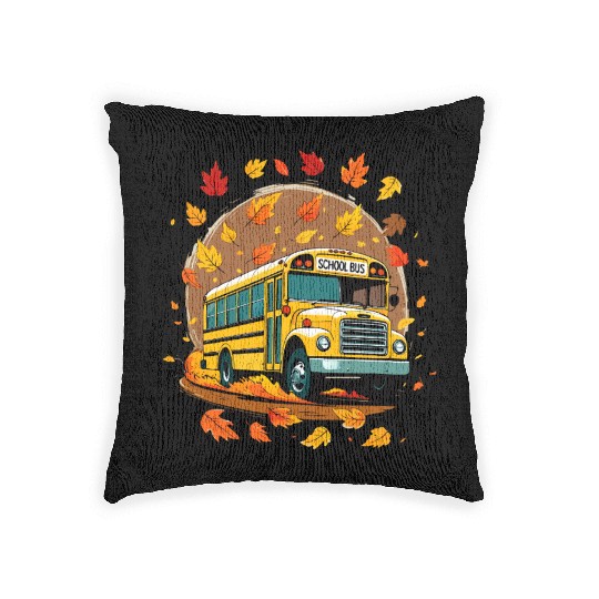 back-to-school -Autumn School Bus Adventure  Woven Pillows