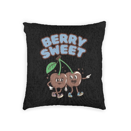 Whimsical Cherry Characters Design Woven Pillows