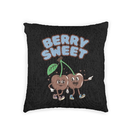 Whimsical Cherry Characters Design Woven Pillows