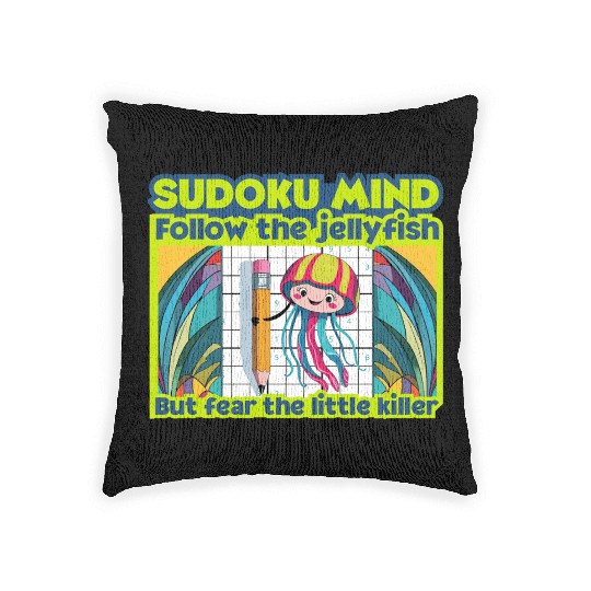 Sudoku Mind – 9x9 Number Puzzle Lover Jellyfish Woven Pillows