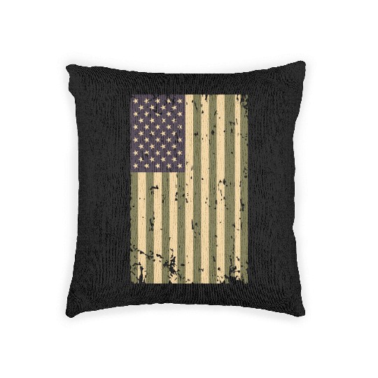 Camouflage US Flag Woven Pillows