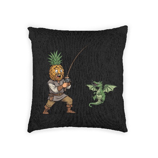 Tropical Fishing Adventure Illustration Woven Pillows