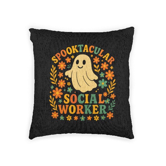 Spooktacular Social Worker Design Woven Pillows