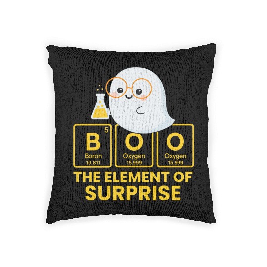 Funny Cute Chemistry Ghost with Periodic Table Woven Pillows