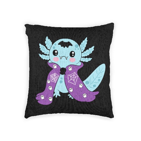 Cute Blue Vampire Axolotl Woven Pillows