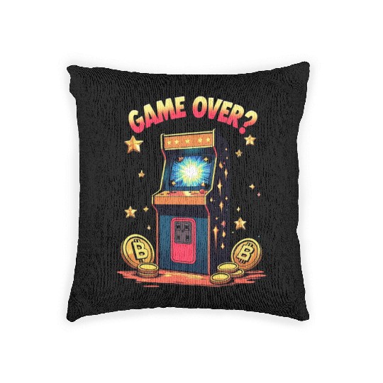 Retro Arcade Game Over Illustration Woven Pillows