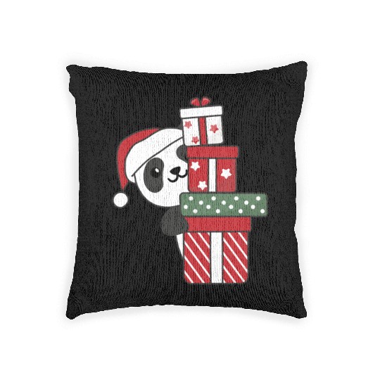 Panda Christmas Gift Winter Animals Pandas Woven Pillows