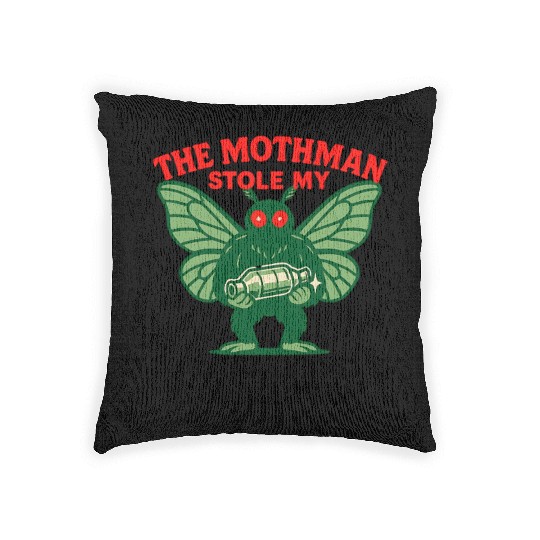 The Mothman Stole My Catalytic Converter – Green M Woven Pillows
