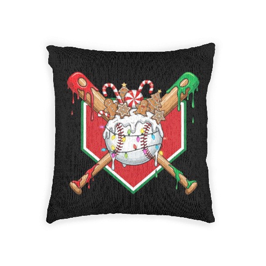 Basebal Christmas Drip For Boys Melting Ice Cream Woven Pillows