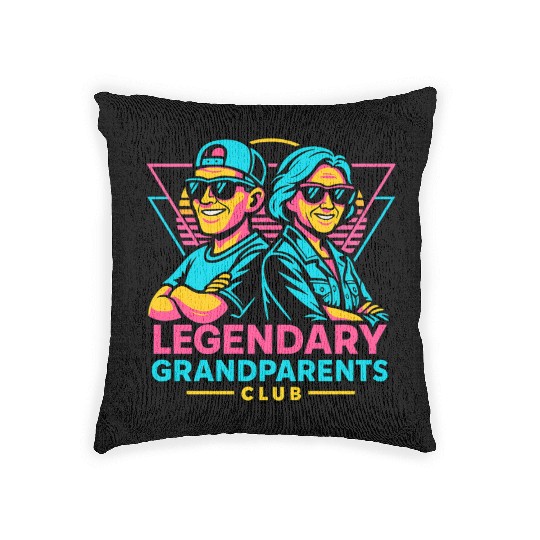 Legendary Grandparents Retro Neon Woven Pillows