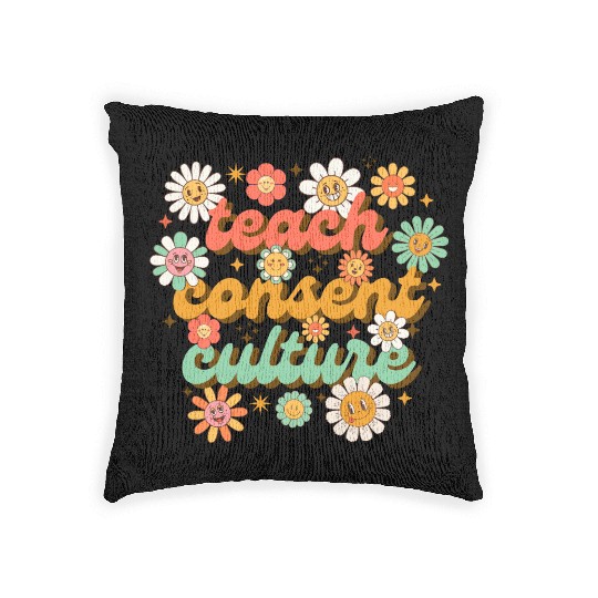 Teach consent culture Woven Pillows