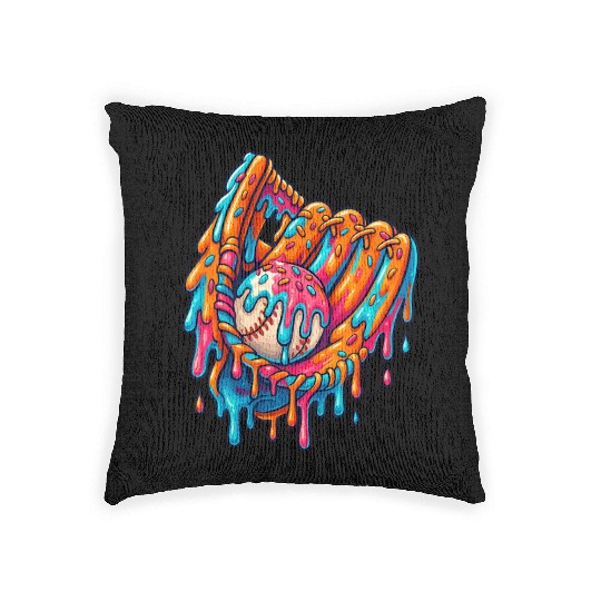 Baseball Drip Ice Cream Sprinkles Baseball Glove  Woven Pillows