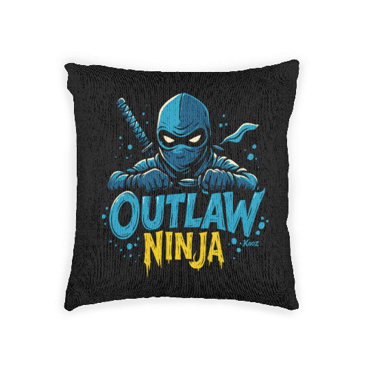 Outlaw Ninja Cartoon Design Woven Pillows