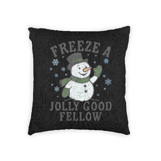 Frosty Snowman Jolly Greeting Design Woven Pillows