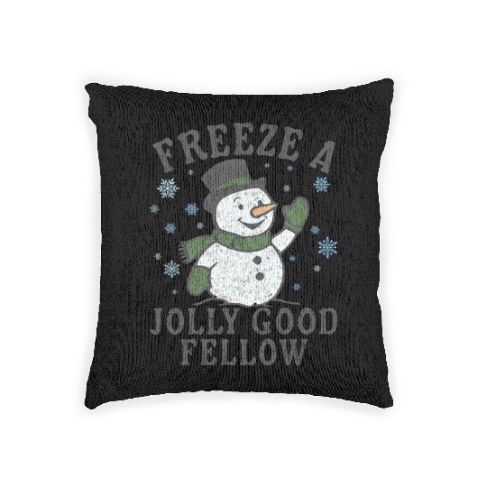 Frosty Snowman Jolly Greeting Design Woven Pillows