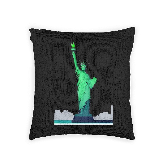 Modern Minimal Statue of Liberty – New York Icon Woven Pillows