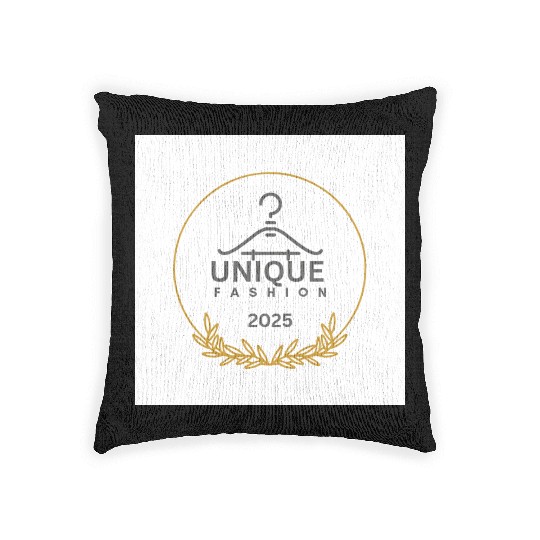 Black And Gold Minimalist Fashion Logo Woven Pillows
