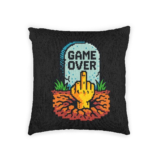 Retro Game Over Pixel Art Funny Gamer Design Woven Pillows