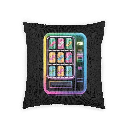 Y2K Cyber Vending Machine with Iridescent Drinks Woven Pillows