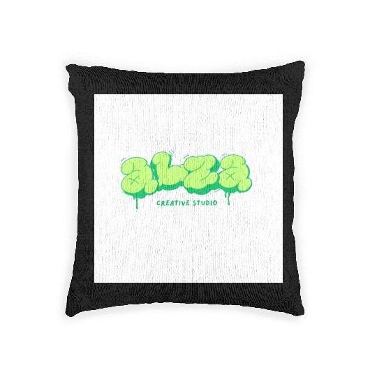 Neon Green Modern Graffiti Urban Spry Logo Woven Pillows