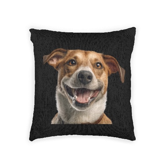 Joyful Jack Russell Dog Illustration Woven Pillows