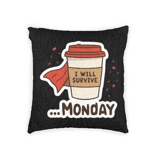 Superhero Coffee Survival Design Woven Pillows