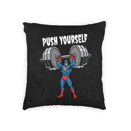 Superhero Push Yourself Gym Woven Pillows Woven Pillows