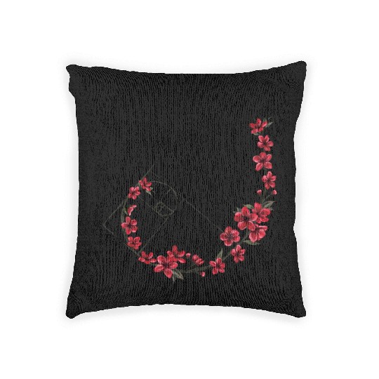Floral Crescent Moon Design Woven Pillows