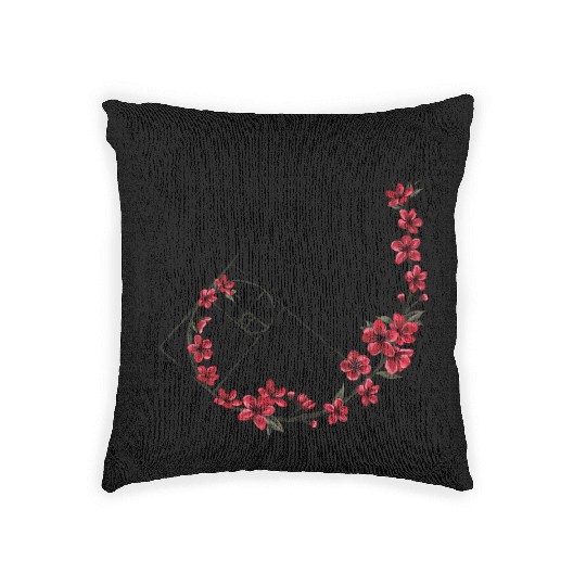 Floral Crescent Moon Design Woven Pillows