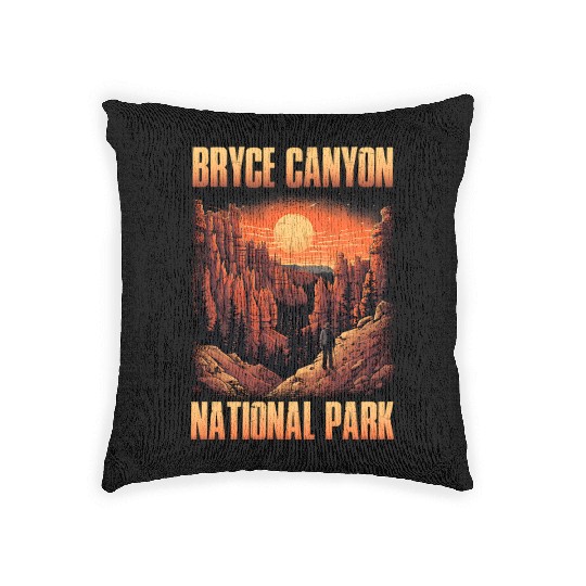 Bryce Canyon National Park Sunset Illustration Woven Pillows