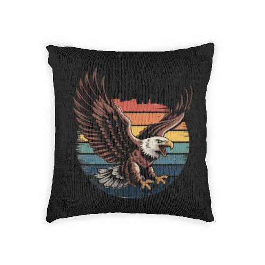 Born to Be Wild Eagle Illustration Woven Pillows