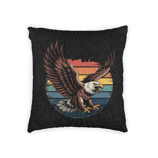 Born to Be Wild Eagle Illustration Woven Pillows