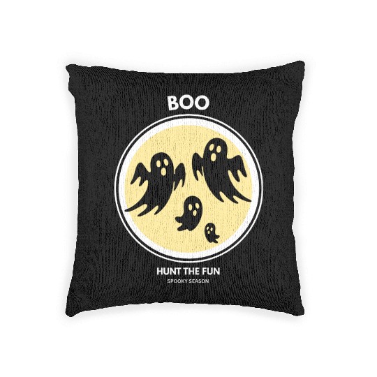 Boo Ghost Halloween Spooky Season Woven Pillows