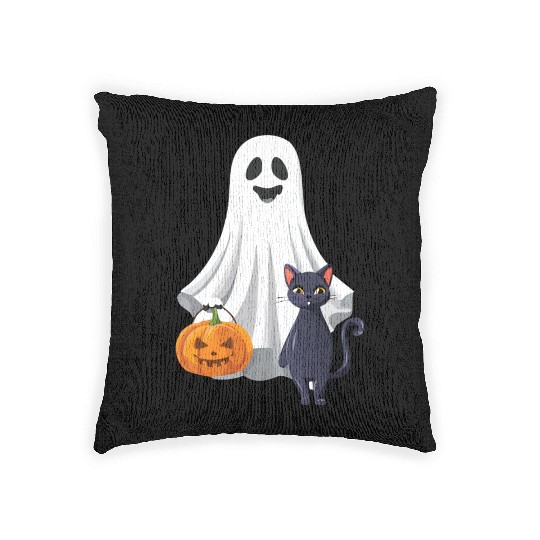 Halloween Ghost Cat Pumpkin Woven Pillows