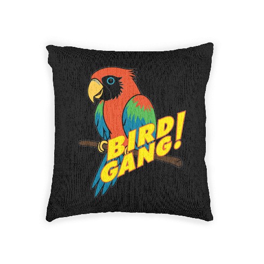 Bird Gang Parrot Cartoon Sticker | Tropical Funny  Woven Pillows