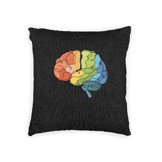 Embrace Neurodiversity - Line Art Rainbow Brain Woven Pillows