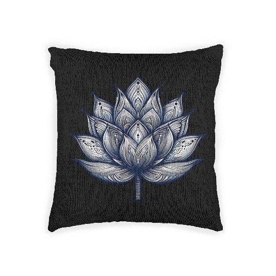Intricate Mandala Lotus Design Woven Pillows
