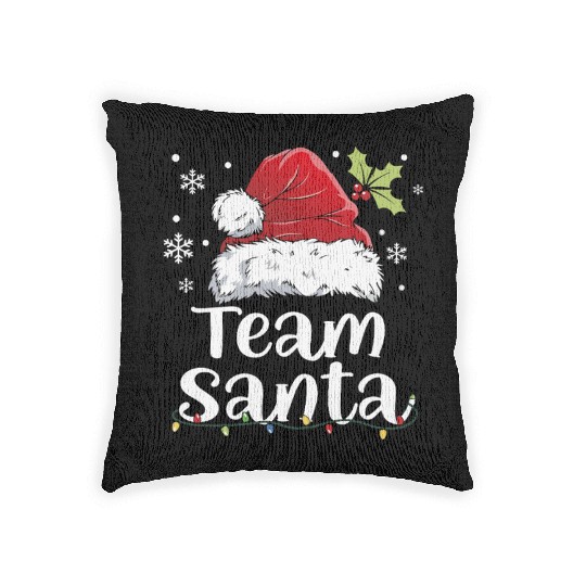 Team Santa Holiday Christmas Design Woven Pillows