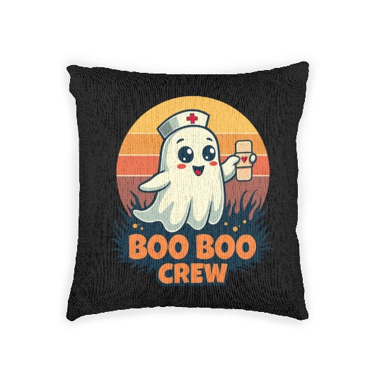 Halloween Boo Boo Crew Cute Ghost Nurse Doctor Woven Pillows