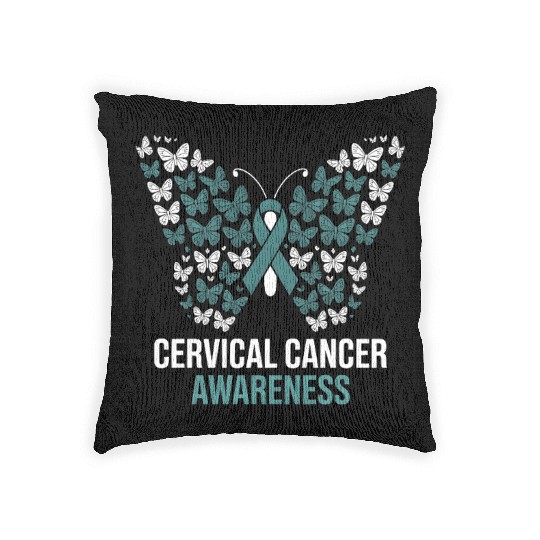 Cervical Cancer Awareness Butterfly Design Woven Pillows