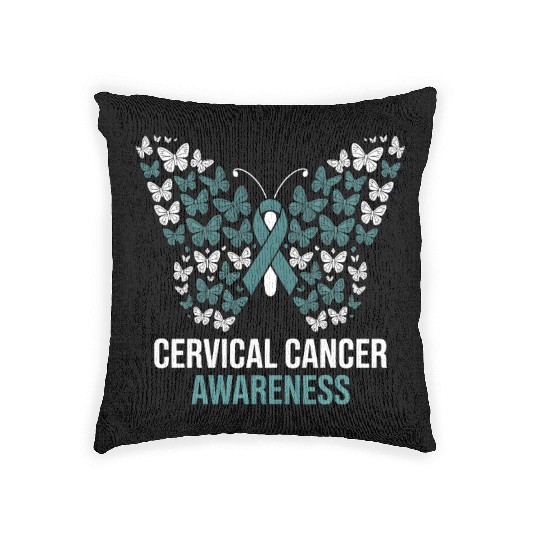 Cervical Cancer Awareness Butterfly Design Woven Pillows