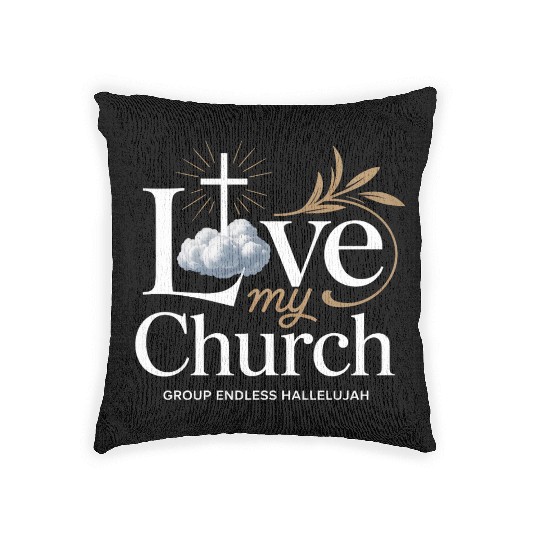 I Love My Church Cross Christian Streetwear Woven Pillows