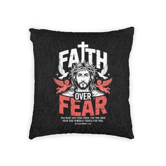 Faith Over Fear Christian Streetwear Woven Pillows