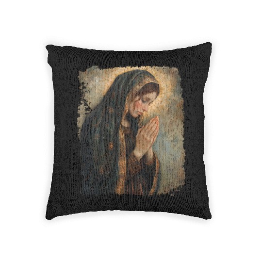 Saint Mary Praying Mother of Jesus Woven Pillows