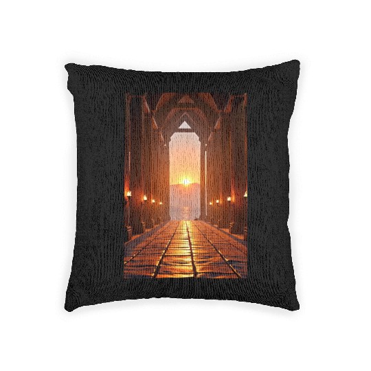 Hall of Embers Twilight over the Fjord Woven Pillows