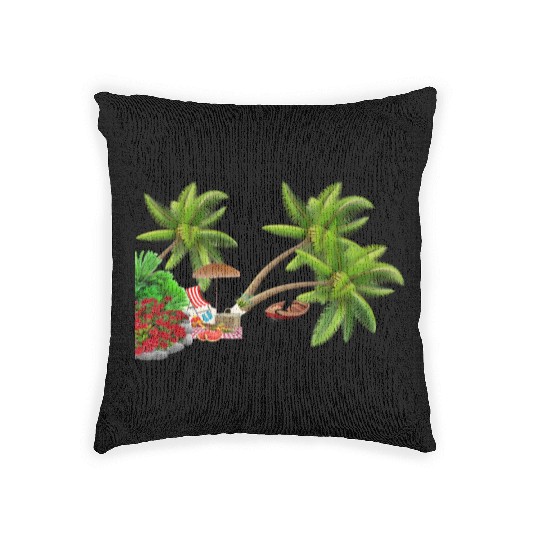 Tropical Island Paradise Scene Woven Pillows