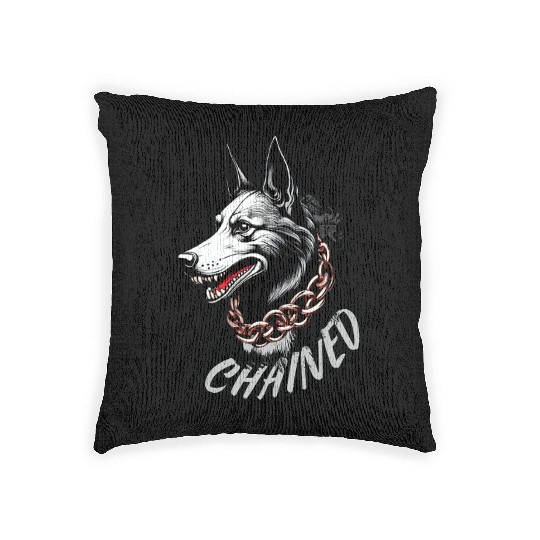 Aggressive Husky with Chain Necklace Design Woven Pillows